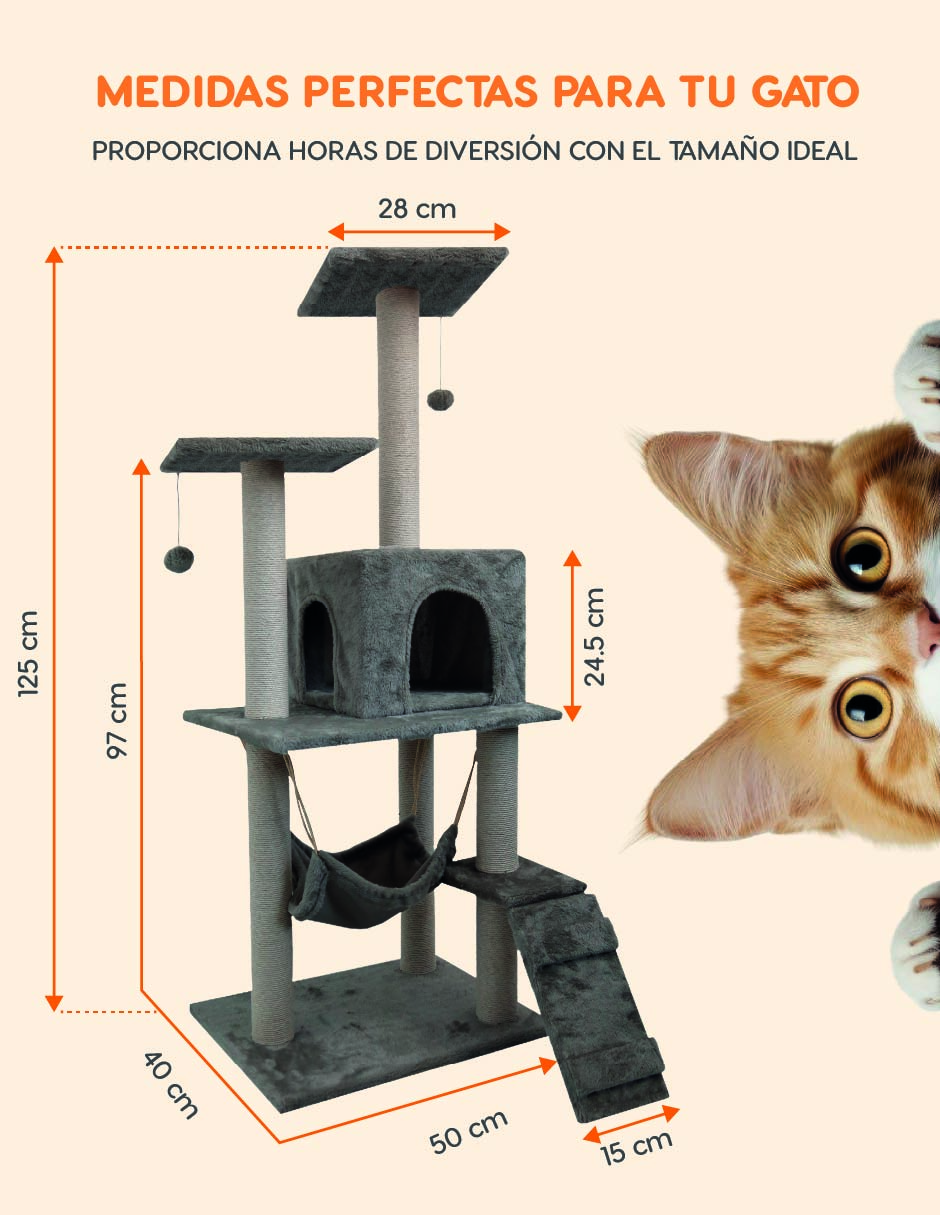 Casa Mueble Rascador Persa Multinivel Poli Pets Color - Grey