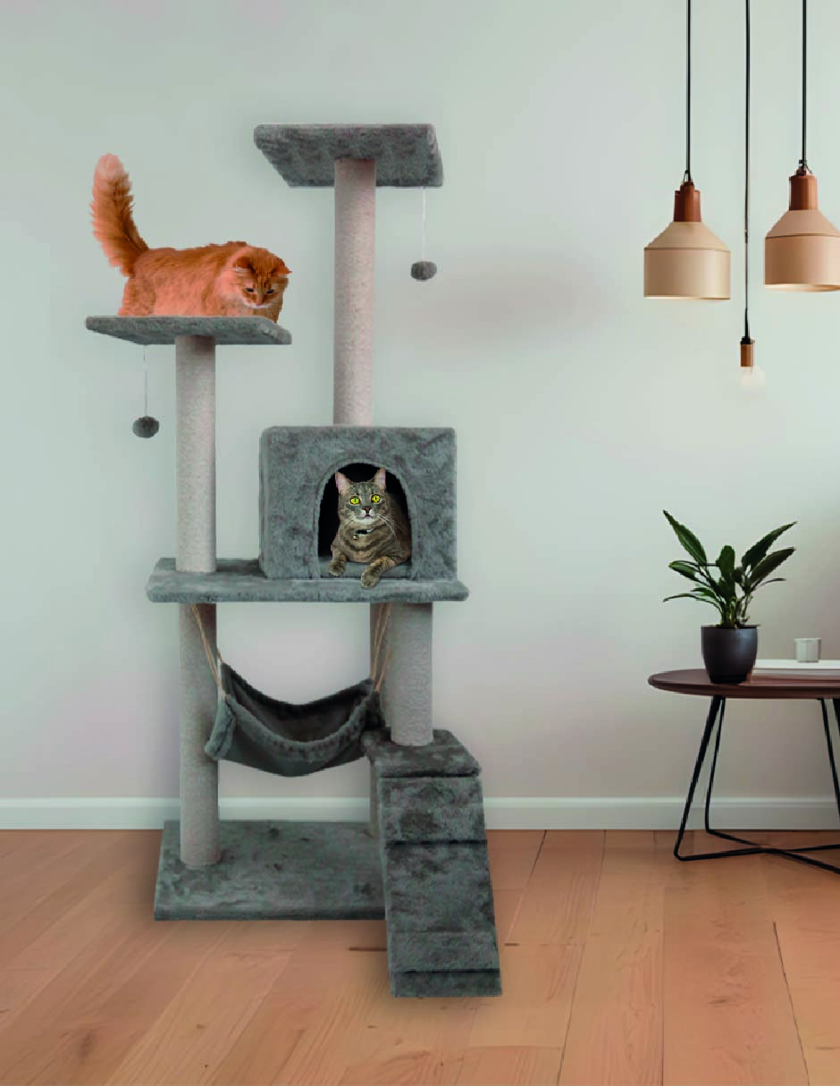 Casa Mueble Rascador Persa Multinivel Poli Pets Color - Grey
