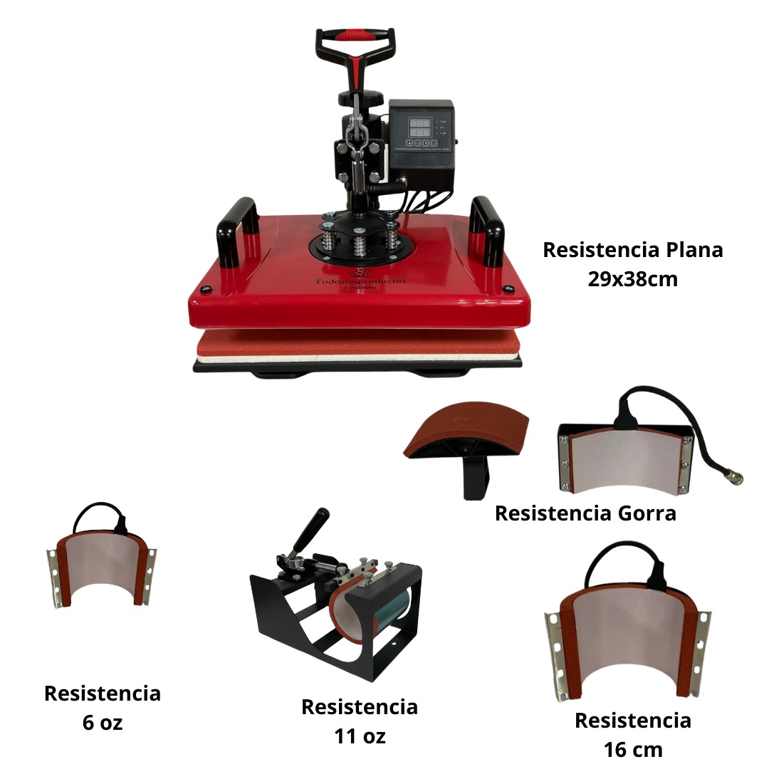 Combo 5 en 1 Plancha plana 29x38cm Modelo Red TLP con impresora