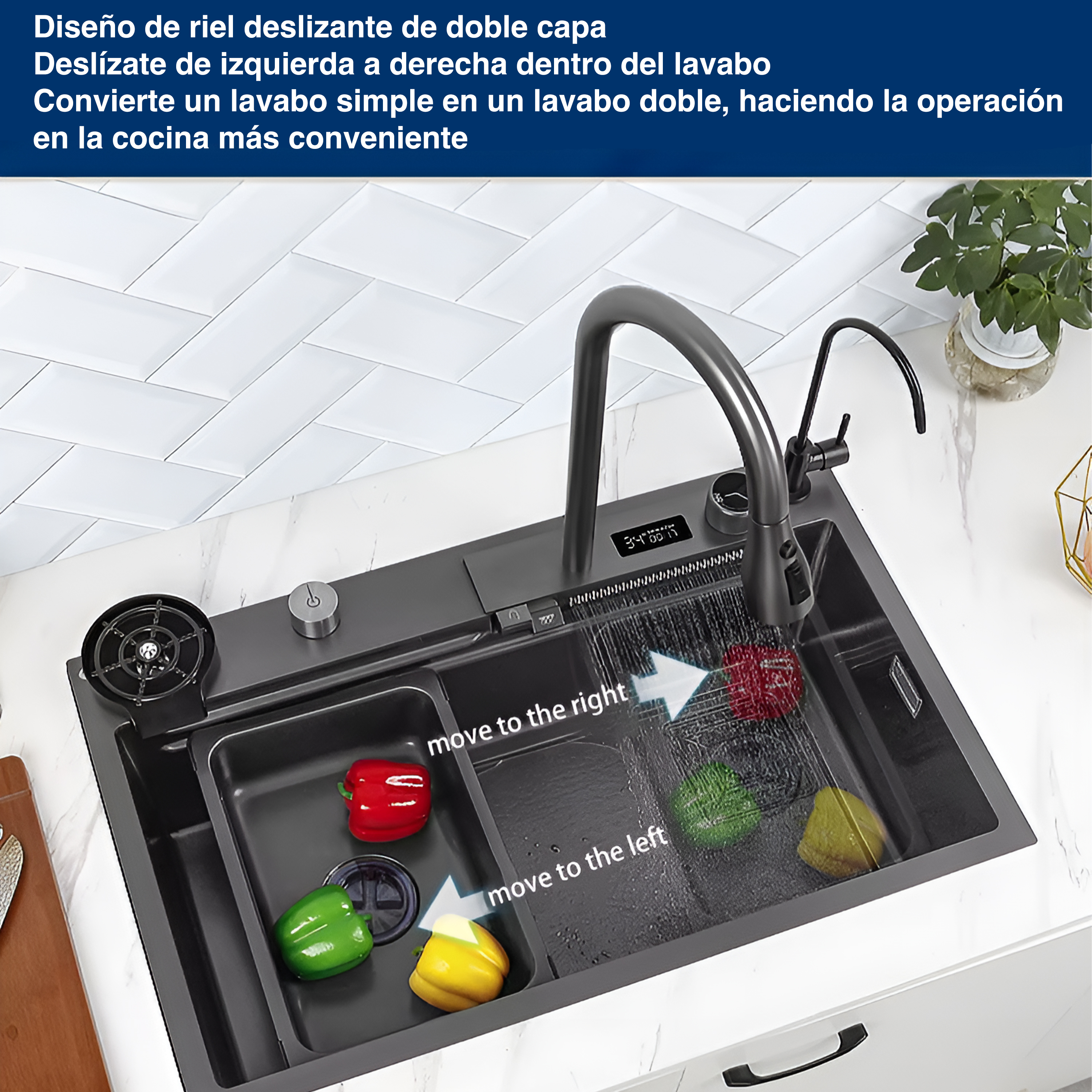 Tarja Para Cocina Cascada Led Homely Elegance Acero Inoxidable