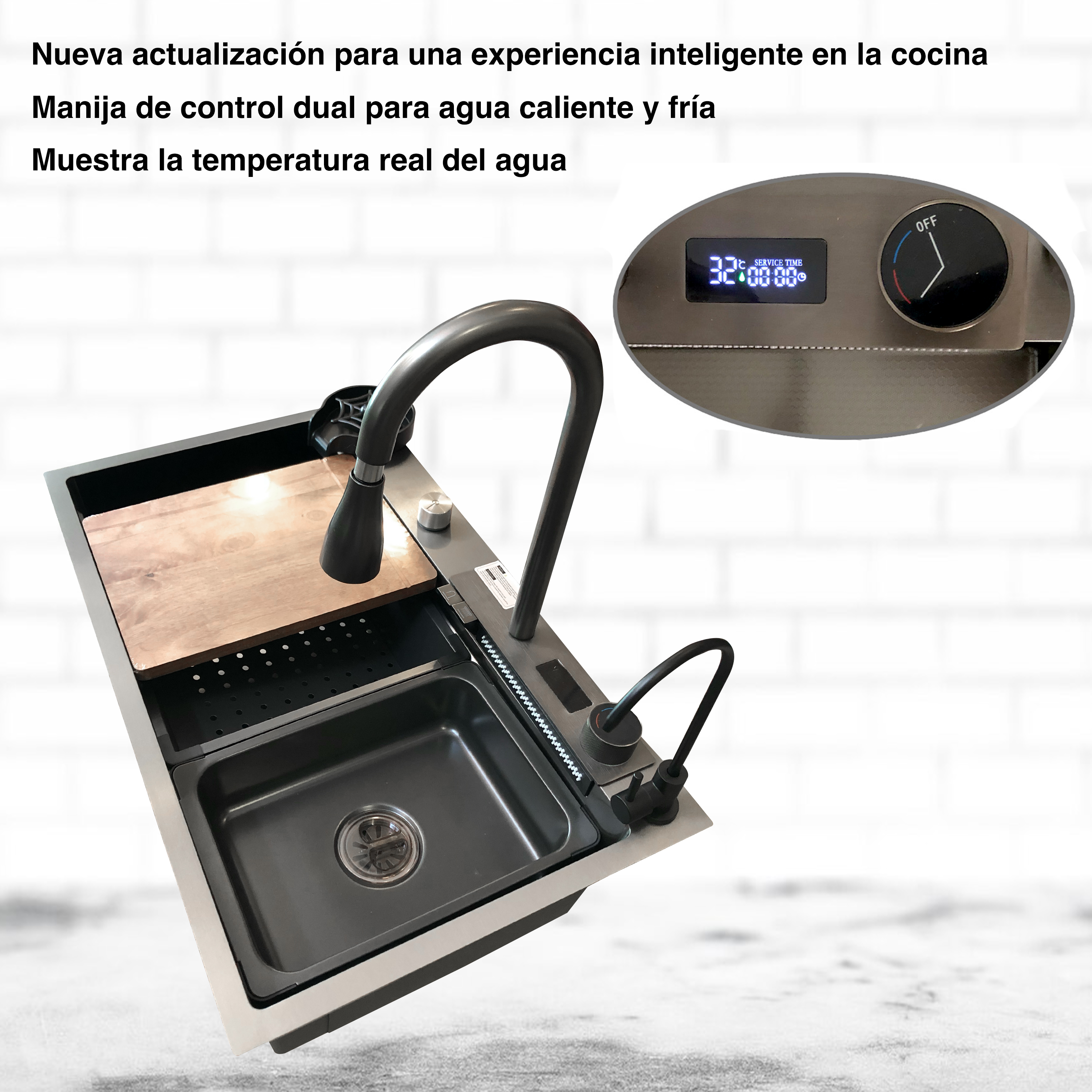 Tarja Para Cocina Cascada Led Homely Elegance Acero Inoxidable
