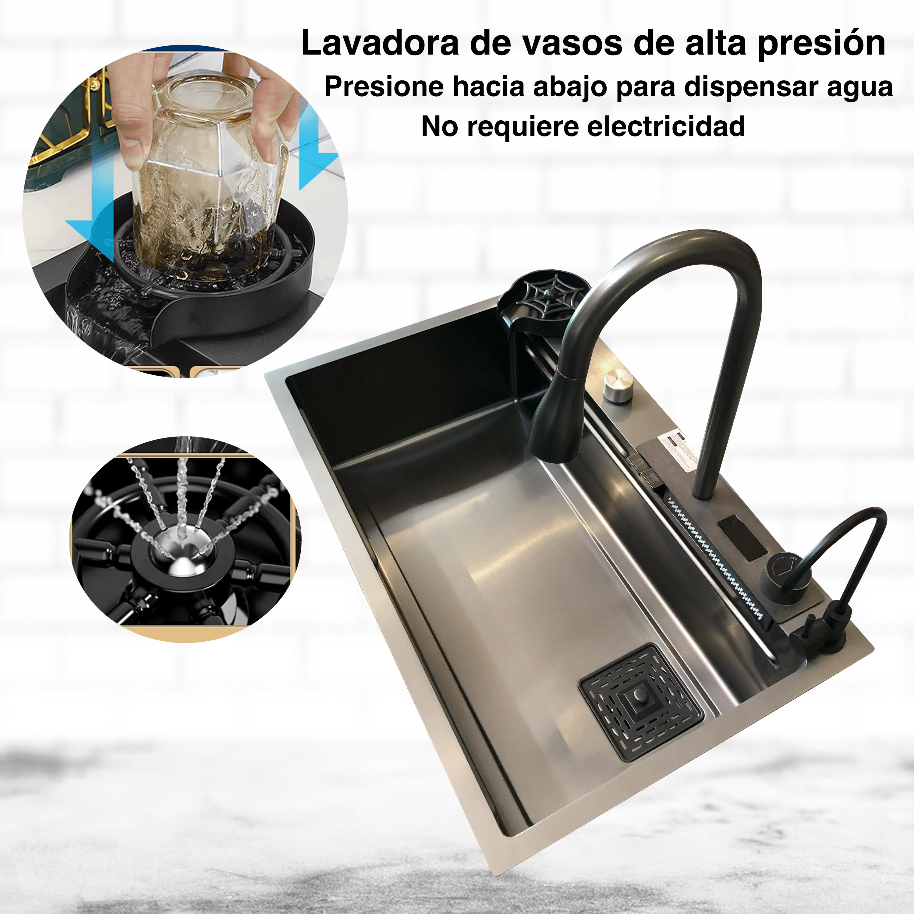 Tarja Para Cocina Cascada Led Homely Elegance Acero Inoxidable