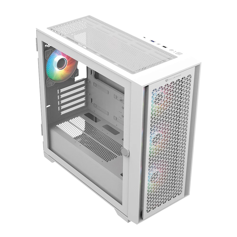 Gabinete Balam Rush MEdia Torre Carbono Twin 8000B USB 3.0 4 Vent ARGB Blanco 