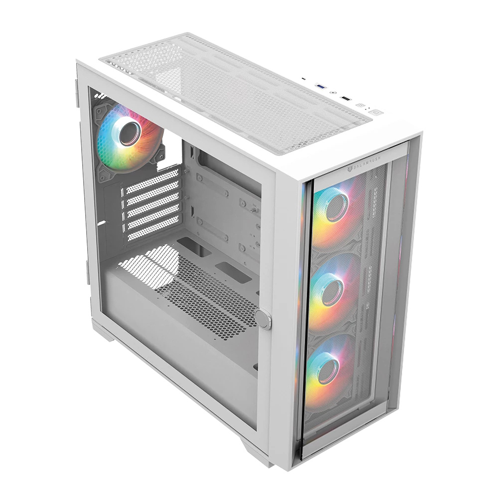 Gabinete Balam Rush MEdia Torre Carbono Twin 8000B USB 3.0 4 Vent ARGB Blanco 
