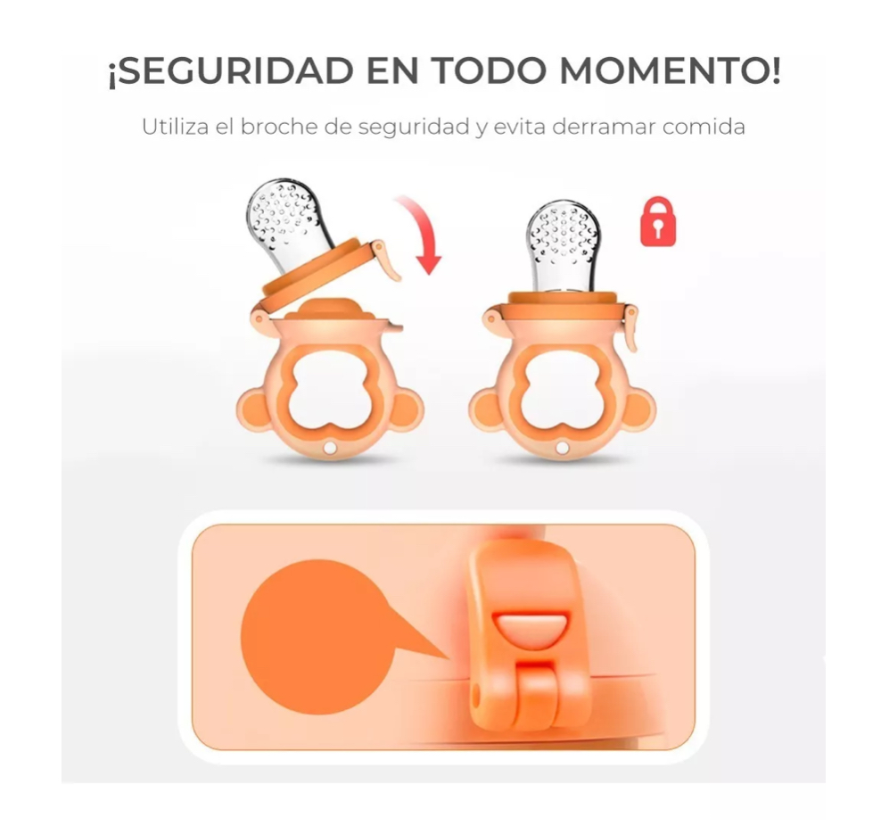 Chupón De Frutas + Guante Mordedera Estimula Encía Bebé 3m+ Naranja