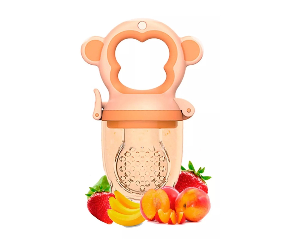 Chupón De Frutas + Guante Mordedera Estimula Encía Bebé 3m+ Naranja
