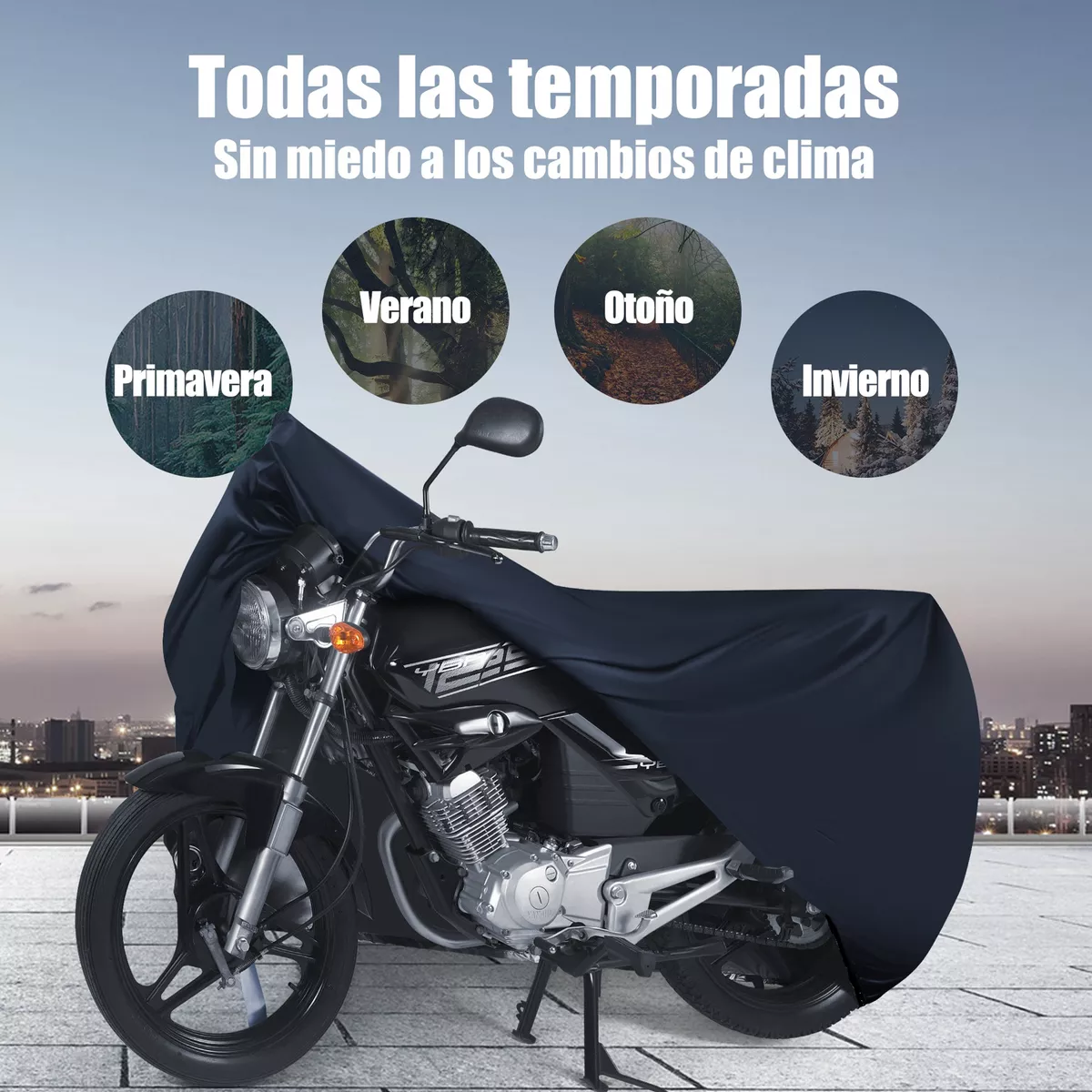Funda Motocicleta Impermeab Grueso Cubiertas Para Moto Negro + Azul