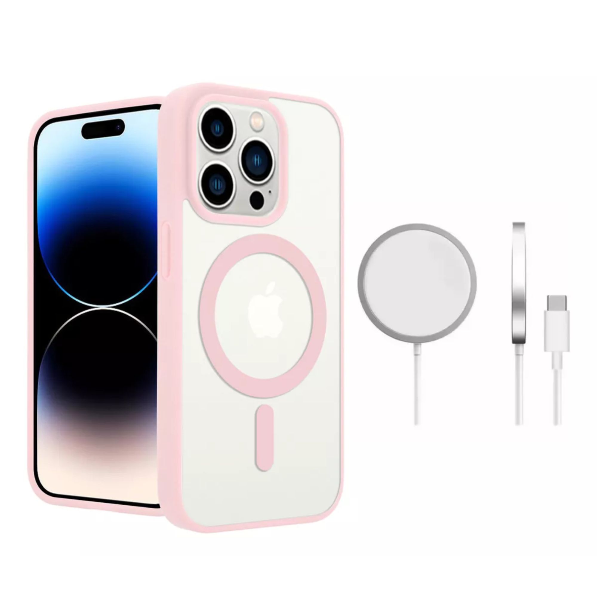 Funda Para iPhone Magsafe Uso Rudo + Cargador Iphone 16 plus Color Rosa