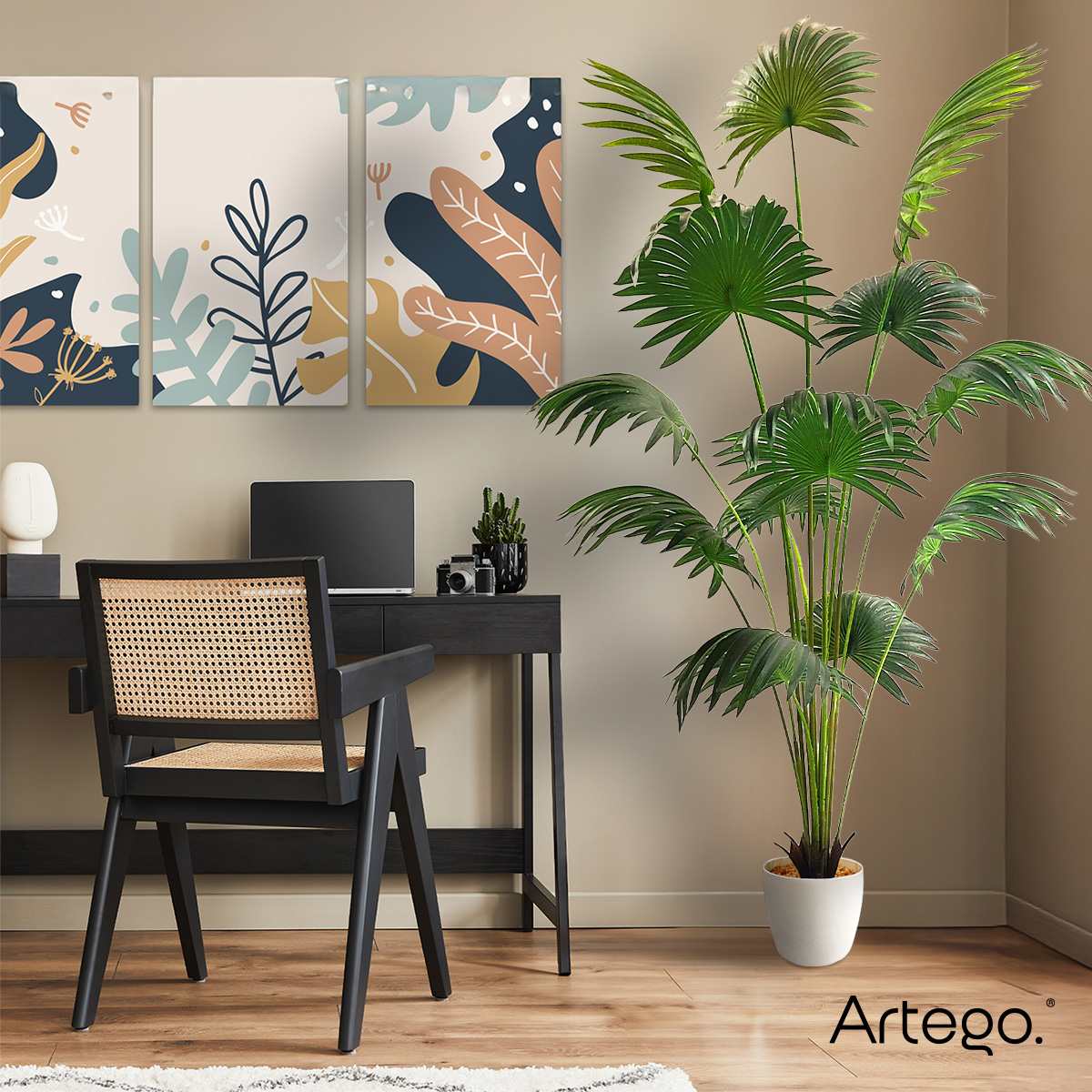 Planta artificial moderna con maceta decorativa Real Style Palma livistona grande de 180cm de alto Artego para hogar sala comercio oficina