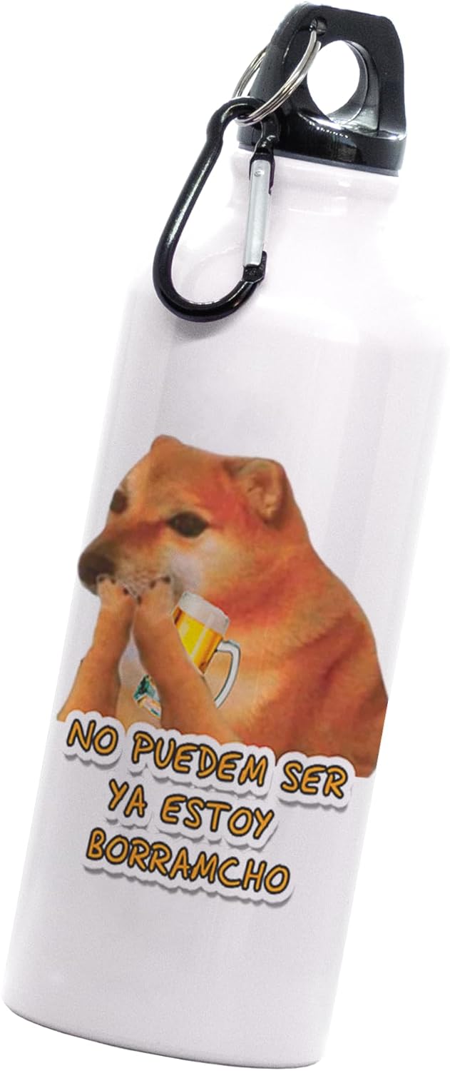  Cilindro Cheems no puedem ser ya estoy borracho | Doge perrito | Frase meme divertida | botella deportiva| 600 Ml Bebidas Frías