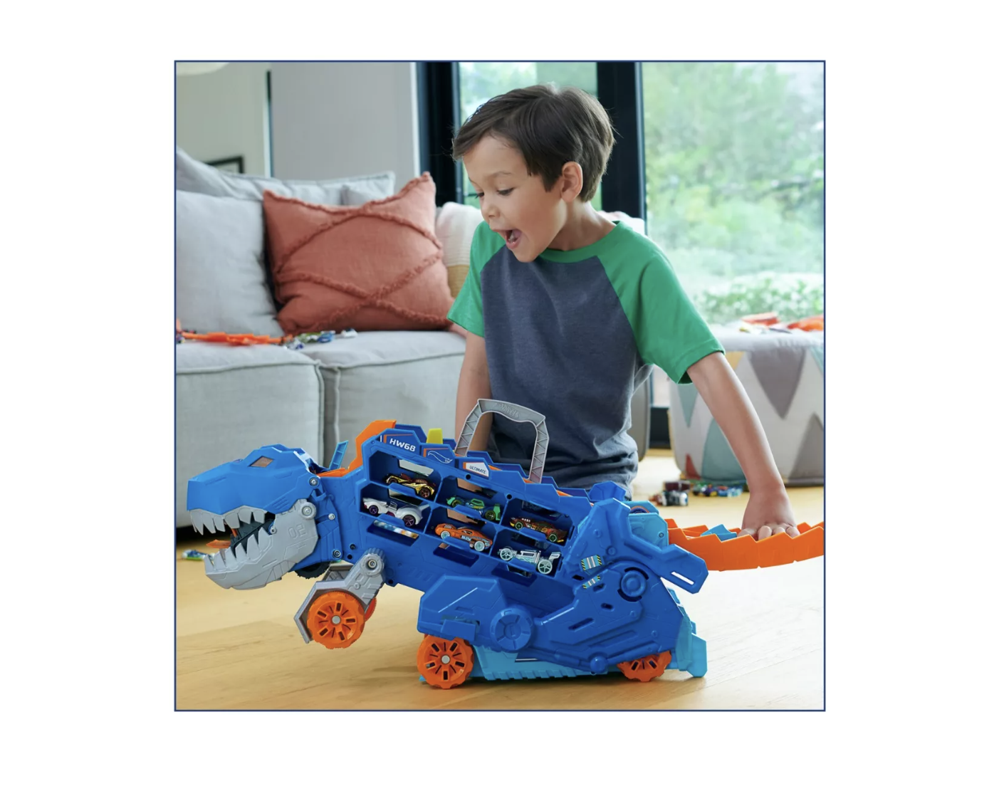 Hot Wheels City Pista de Juguete Súper Remolque de T-Rex Mattel