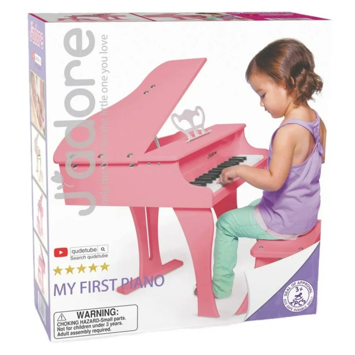 Piano de Madera Infantil J'adore + Banquito 3+ Material Resistente 
