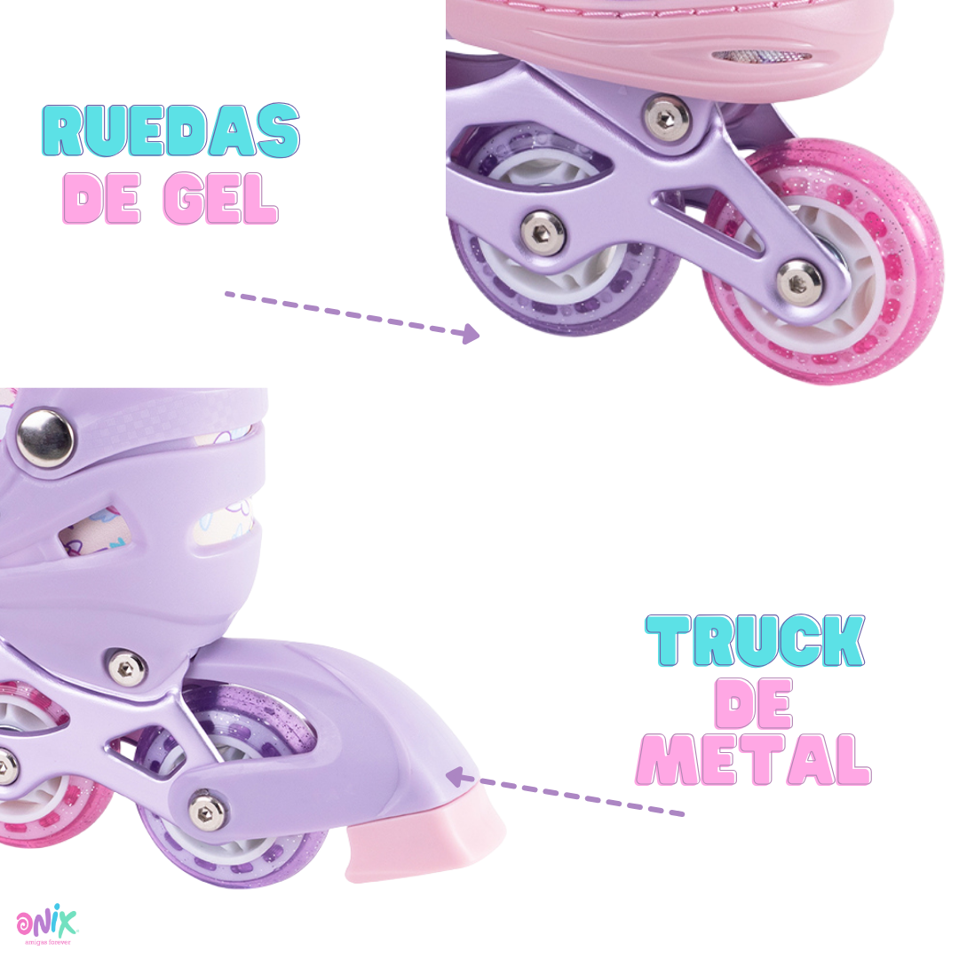 Patines De Línea Ajustables Onix Unicornio Rosa Para Niña