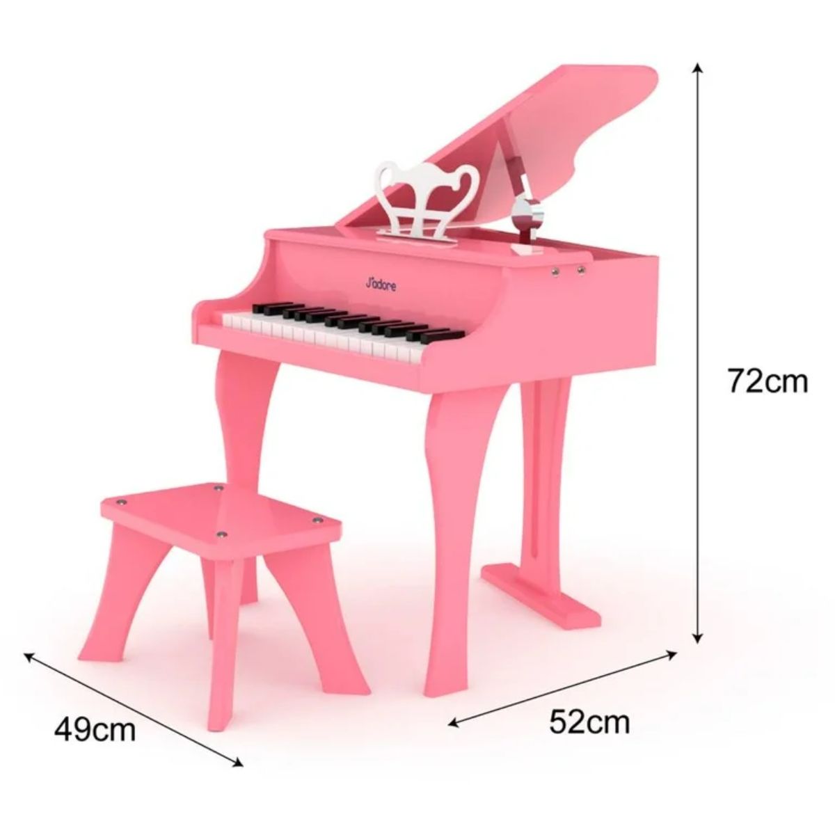 Piano de Madera Infantil J'adore + Banquito 3+ Material Resistente 