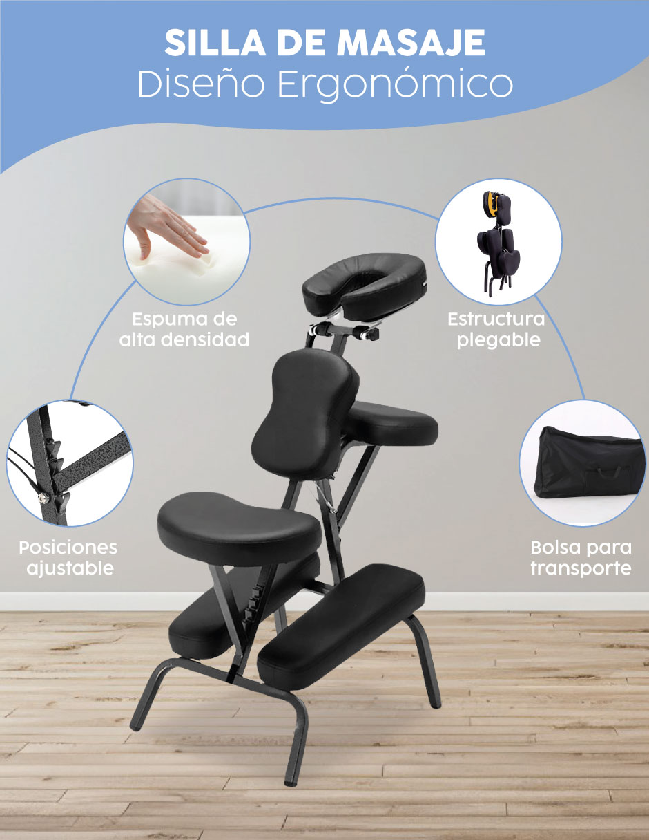 Cama De Masaje Shiatsu Color Negro Portatil