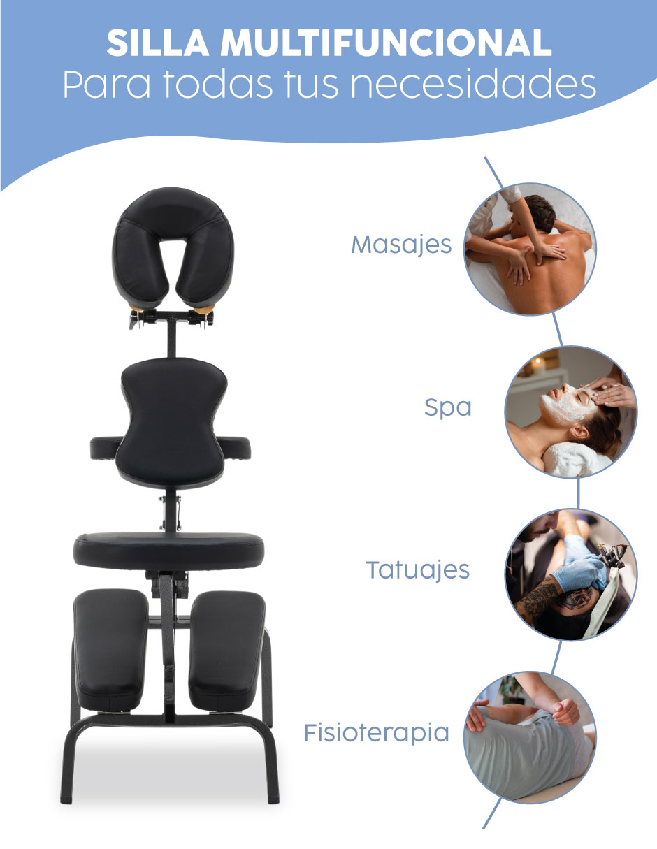 Cama De Masaje Shiatsu Color Negro Portatil