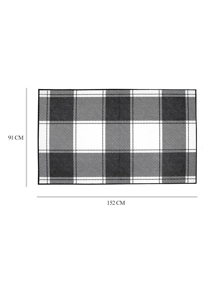 Tapete Alfombra Decorativo lavable en blanco y negro con cuadros Escoceses Blanco y Negro - Fine Art Tj