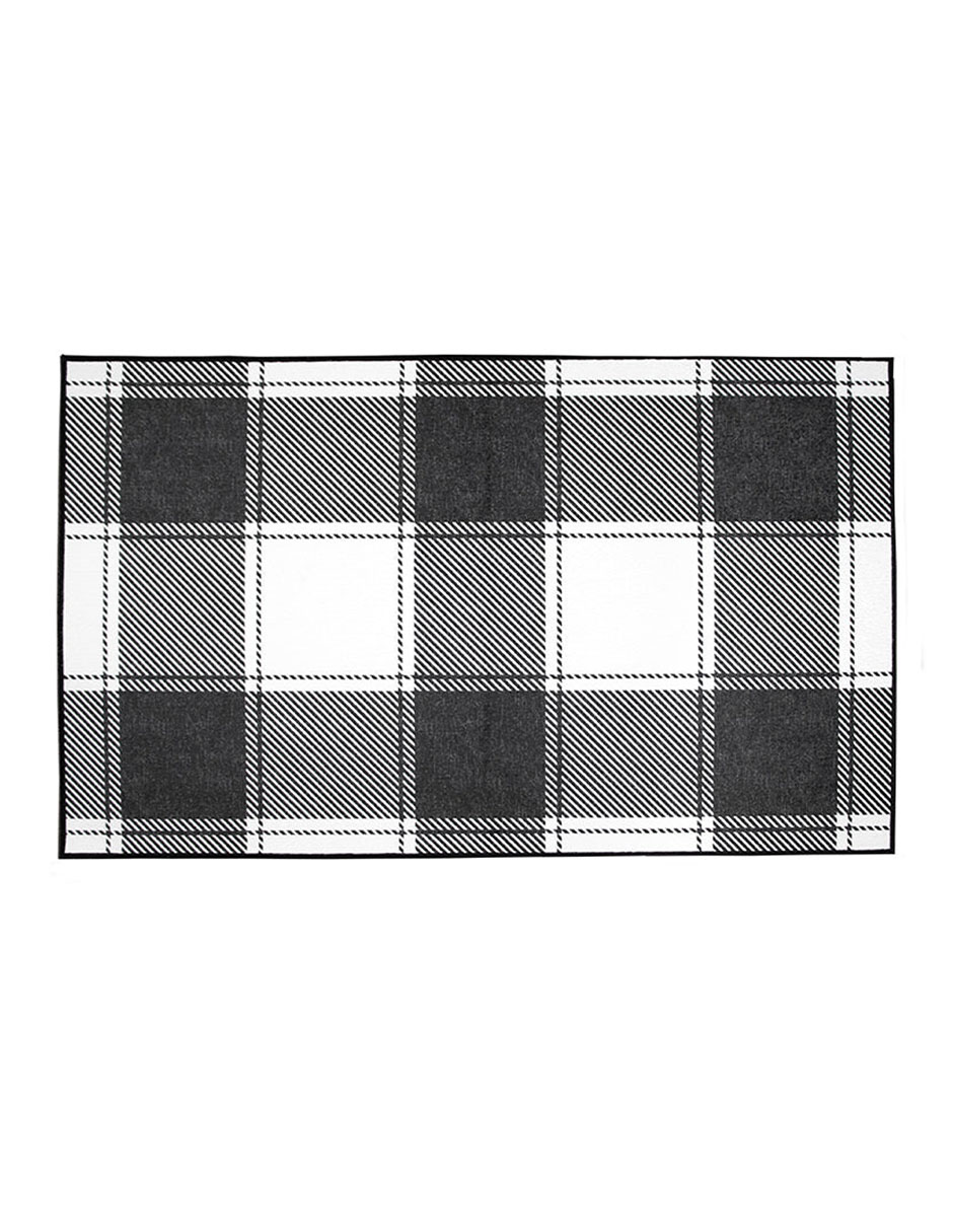 Tapete Alfombra Decorativo lavable en blanco y negro con cuadros Escoceses Blanco y Negro - Fine Art Tj