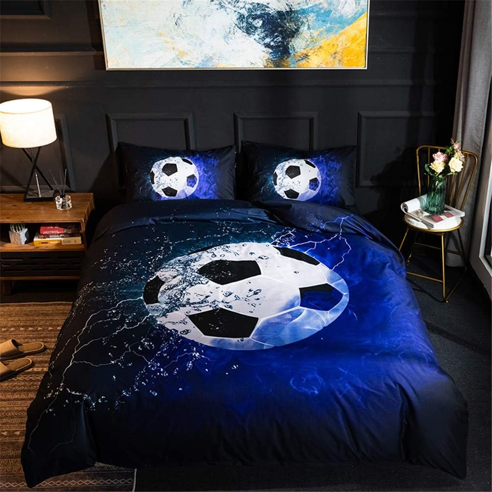 Juego de Funda de Edredón Futbol, Duvet 2 Piezas, Tamaño Individiual 172 x 228 cm