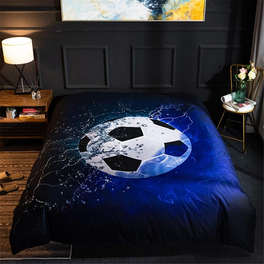 Juego de Funda de Edredón Futbol, Duvet 2 Piezas, Tamaño Individiual 172 x 228 cm