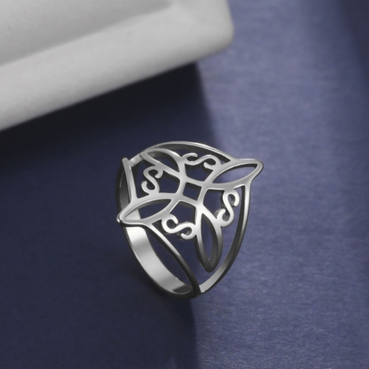 Collar + Anillo Nudo Bruja Mujer Acero Inoxidable Ajustable plata
