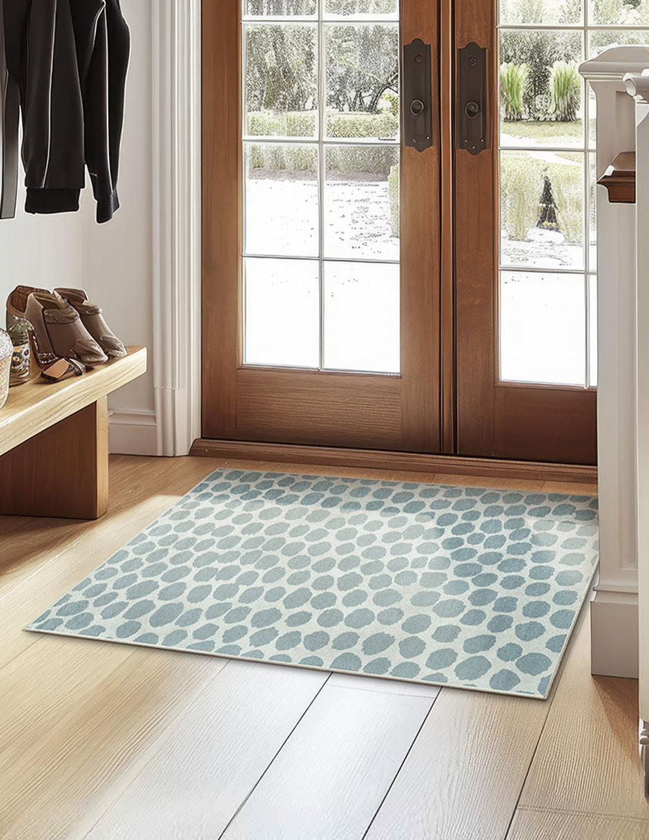 Tapete Alfombra Decorativo Lavable Bocanada de Puntos Azul - Fine Art Tj