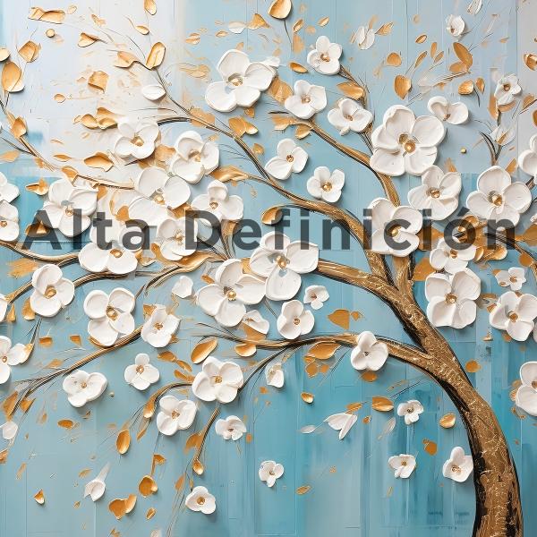 Cuadro Arbol Flores Canvas Artistico Sala Elegante 60x90 Hd
