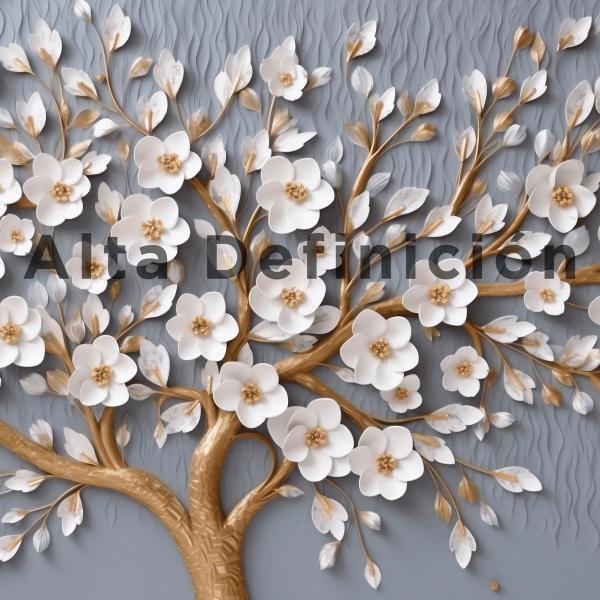 Cuadro Arbol Flores Canvas Artistico Hd Sala Elegante 110x70
