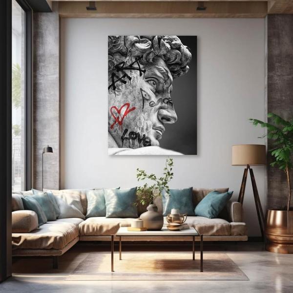 Cuadro Estatua Ángel Dioses Griegos Graffiti Canvas 90x60 Cm