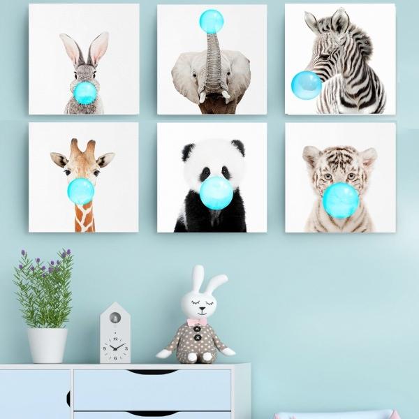 Cuadros Infantiles Bebé Animalitos Con Chicle 2 Colores