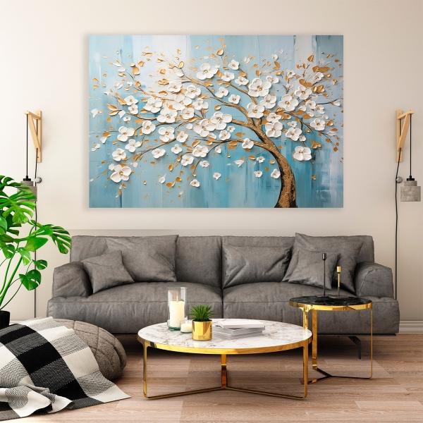 Cuadro Arbol Flores Canvas Artistico Sala Elegante 60x90 Hd