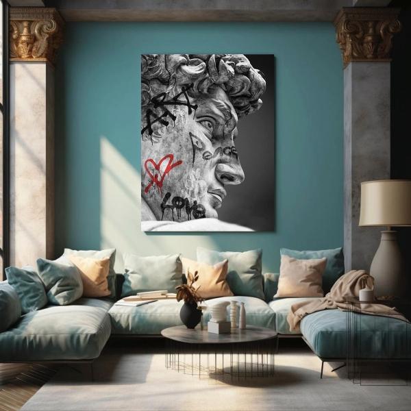 Cuadro Estatua Ángel Dioses Griegos Graffiti Canvas 90x60 Cm
