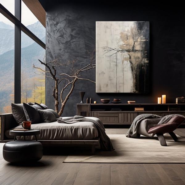 Cuadro Canvas Arbol Abstracto Neutro Grande Moderno 100x70