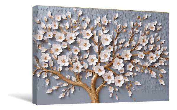 Cuadro Arbol Flores Canvas Artistico Hd Sala Elegante 110x70