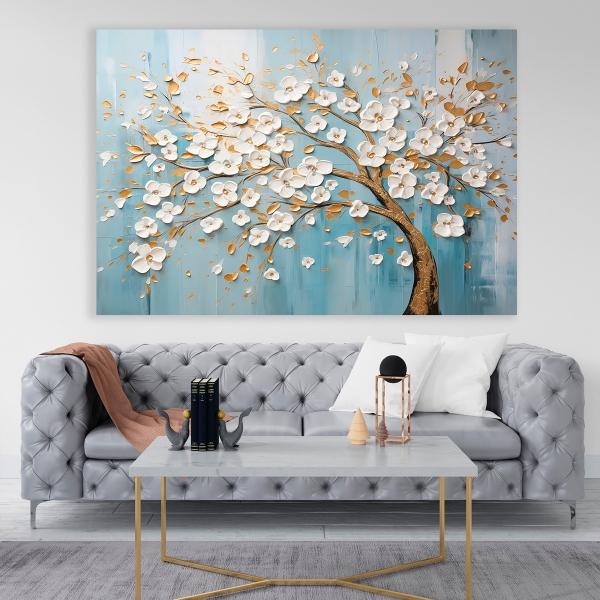 Cuadro Arbol Flores Canvas Artistico Sala Elegante 60x90 Hd