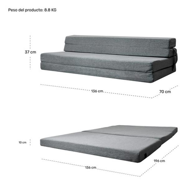 Sofa Cama Futon Sillon Plegable Foam 3 En 1 Matrimonial