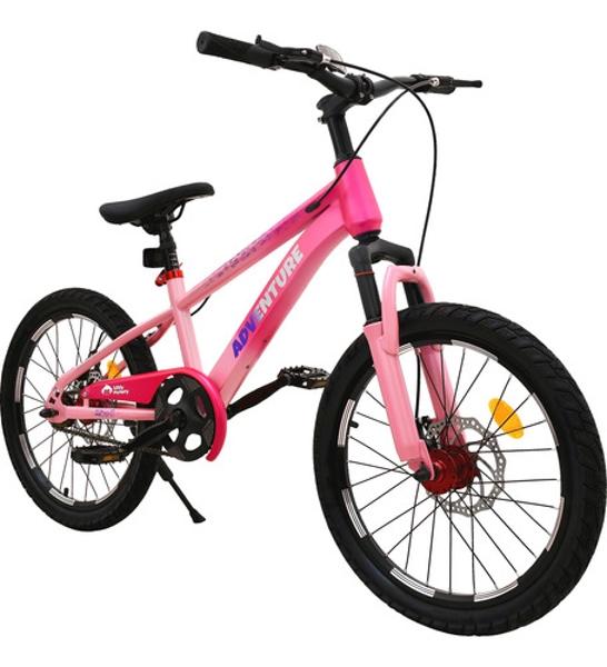 Bicicleta Infantil Niños Rodada 20 Cuadro Acero Frenos Disco Rosa