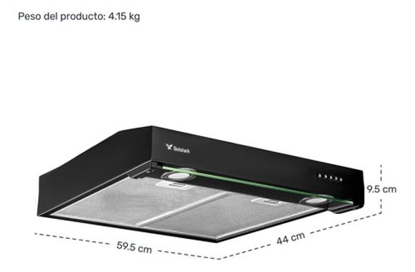 Campana Extractora Negra Cocina 60 Cm Gabinete Acero Inox