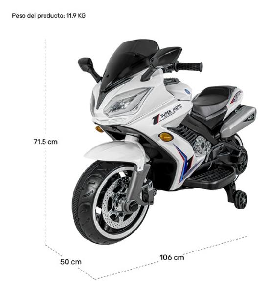 Motocicleta Montable Electrica Deportiva Niño Luces Musica Blanca