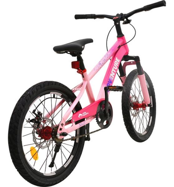 Bicicleta Infantil Niños Rodada 20 Cuadro Acero Frenos Disco Rosa