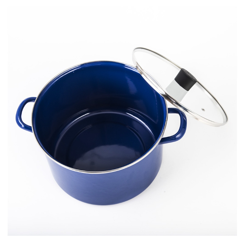 Olla Recta 26 cm Peltre con Tapa Vidrio Azul Inducción Cinsa