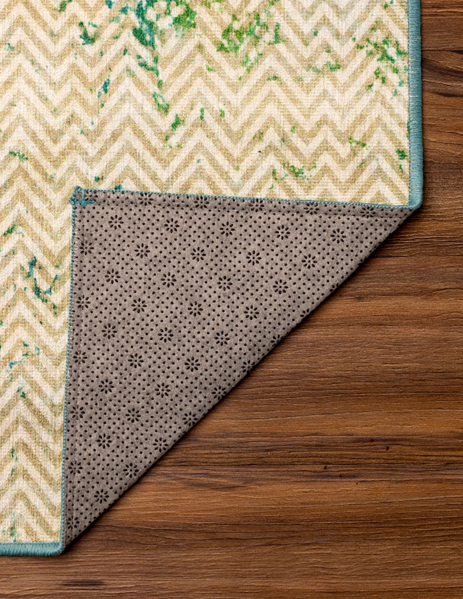 Tapete Alfombra Decorativo lavable Hazel Chevron verde azulado - Fine Art Tj
