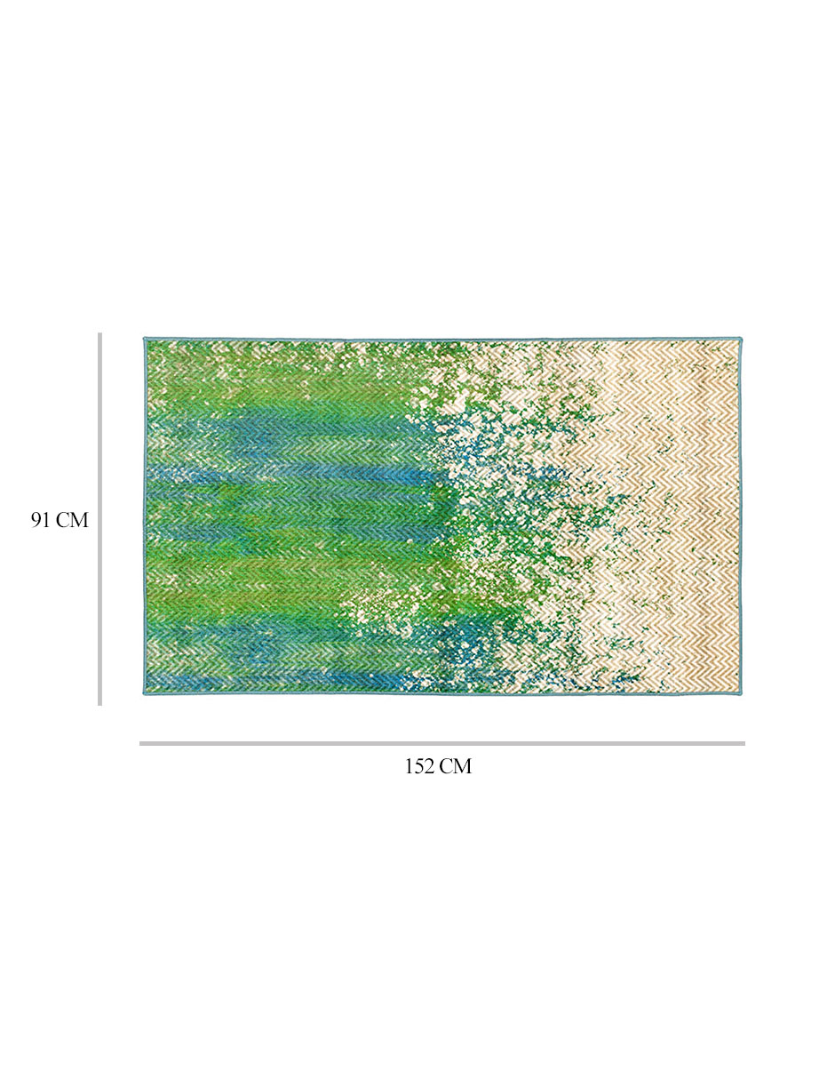 Tapete Alfombra Decorativo lavable Hazel Chevron verde azulado - Fine Art Tj