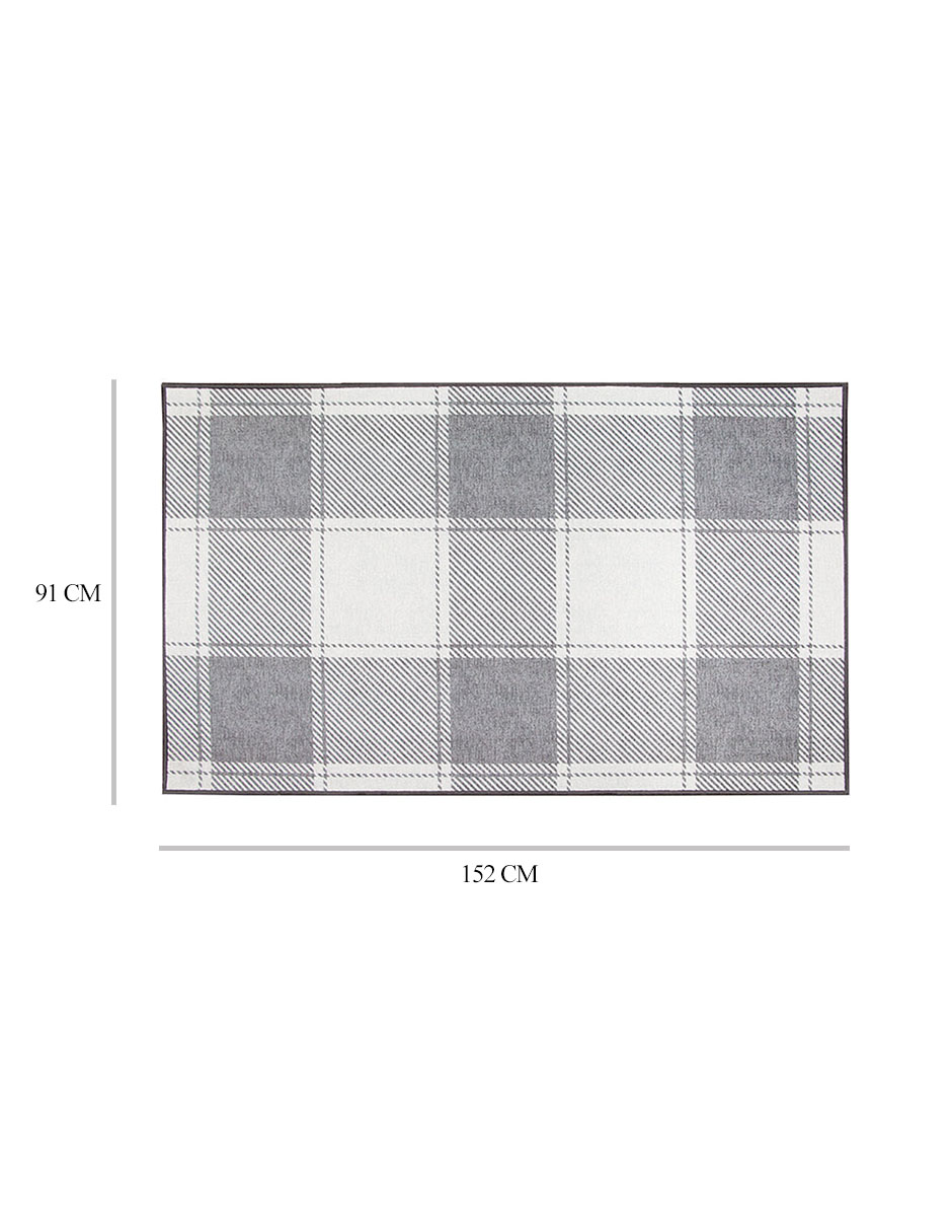 Tapete Alfombra Decorativo Lavable Cuadros Escoceses Gris y Blanco - Fine Art Tj