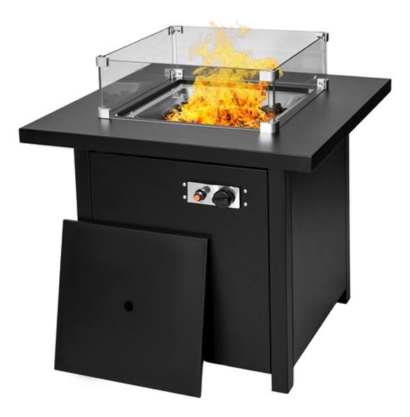 Hoguera Fogata Mesa Calentador Gas Propano 71x71 C/ Cristal.