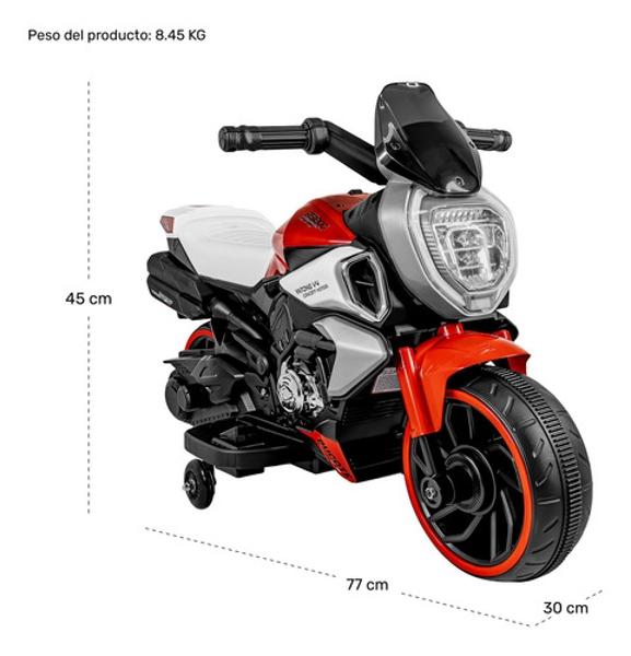 Moto Montable Eléctrica Roja Con Luz Y Claxon