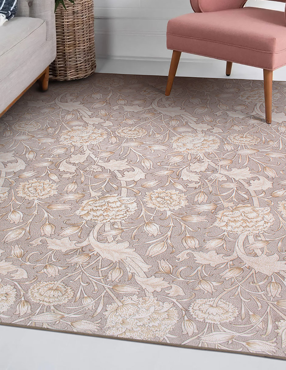 Tapete Alfombra Decorativo Lavable Kalini Floral Natural - Fine Art Tj