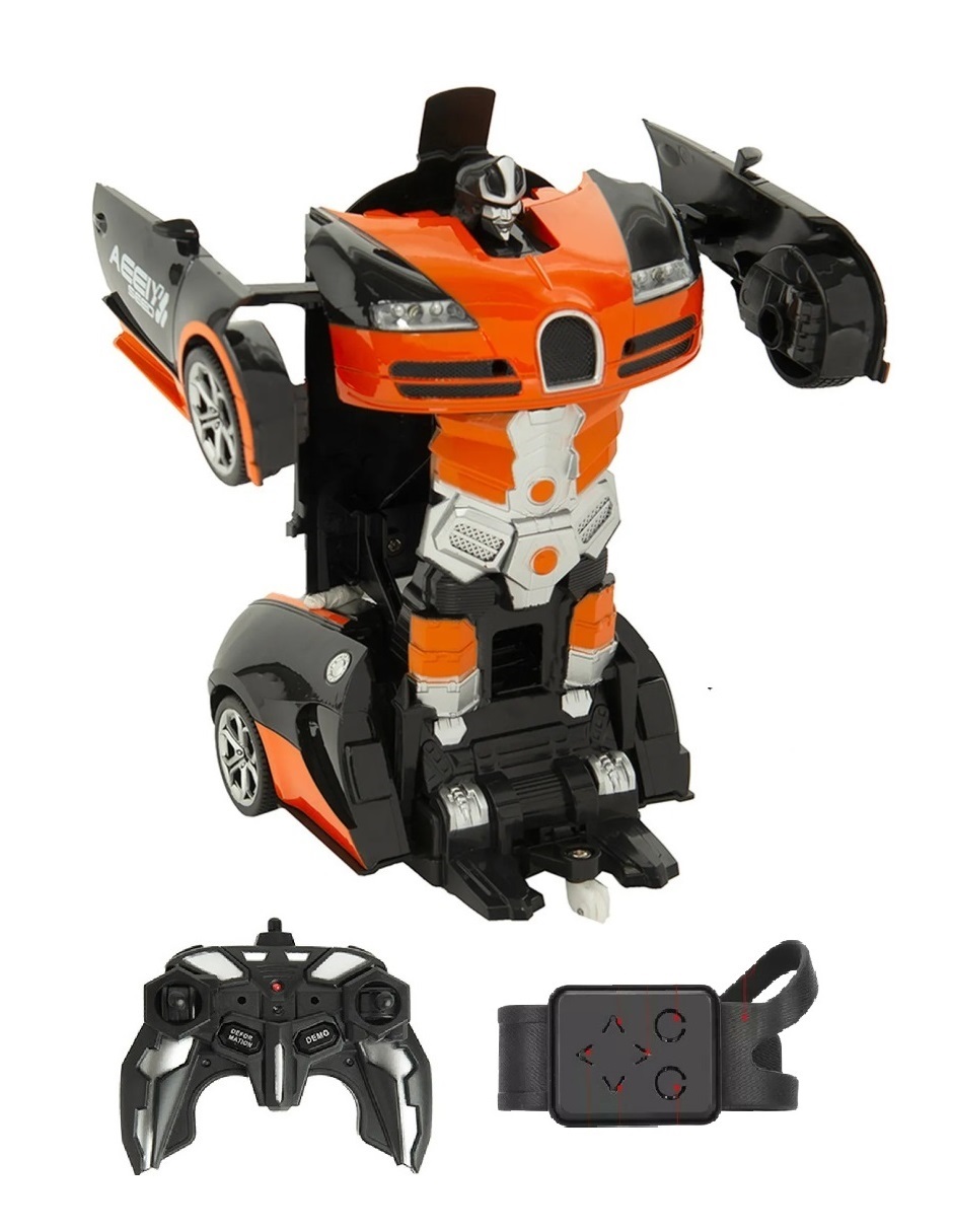 Carro Transformer Radio Control Robot Car Color Negro Con Naranja Chico