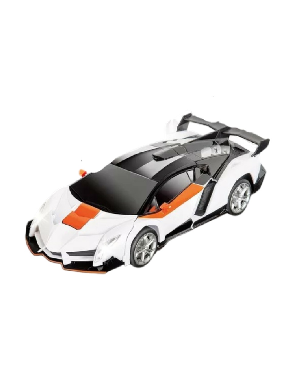 Carro Transformer Radio Control Robot Car Color Naranja Con Blanco Chico