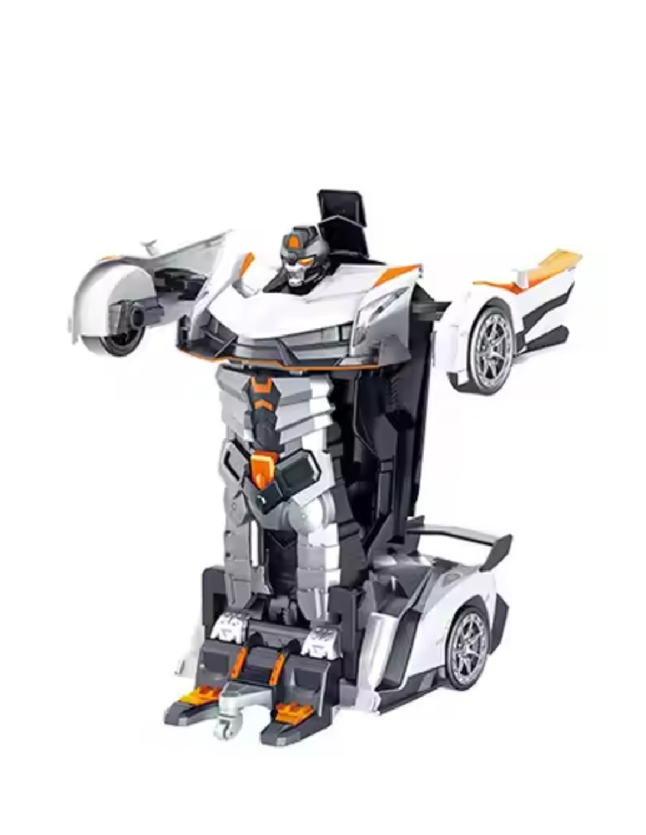 Carro Transformer Radio Control Robot Car Color Naranja Con Blanco Chico